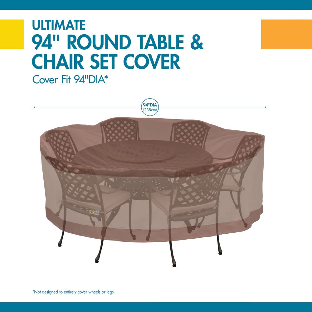 Duck Covers mocha cappuccino cover in a patio lifestyle setting