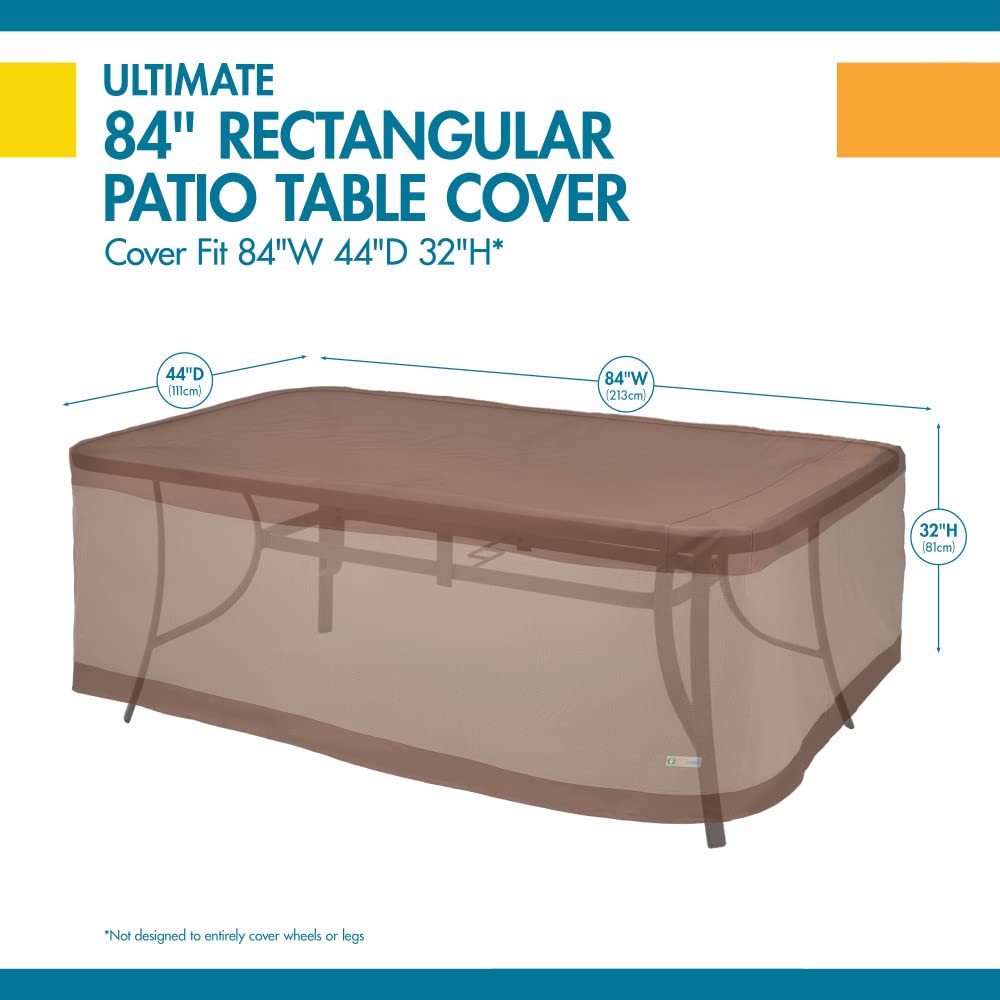 Duck Covers on outdoor table in snow demonstrating waterproof shielding