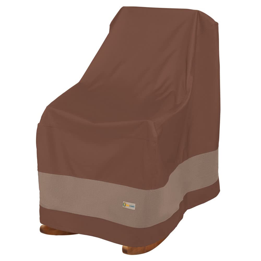 Duck Covers front view on rocking chair showing full waterproof protection