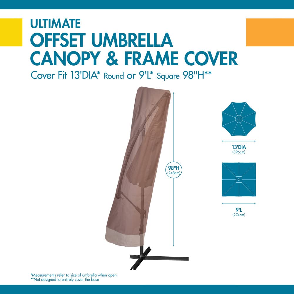 Duck Covers installed on offset umbrella demonstrating fit and protection