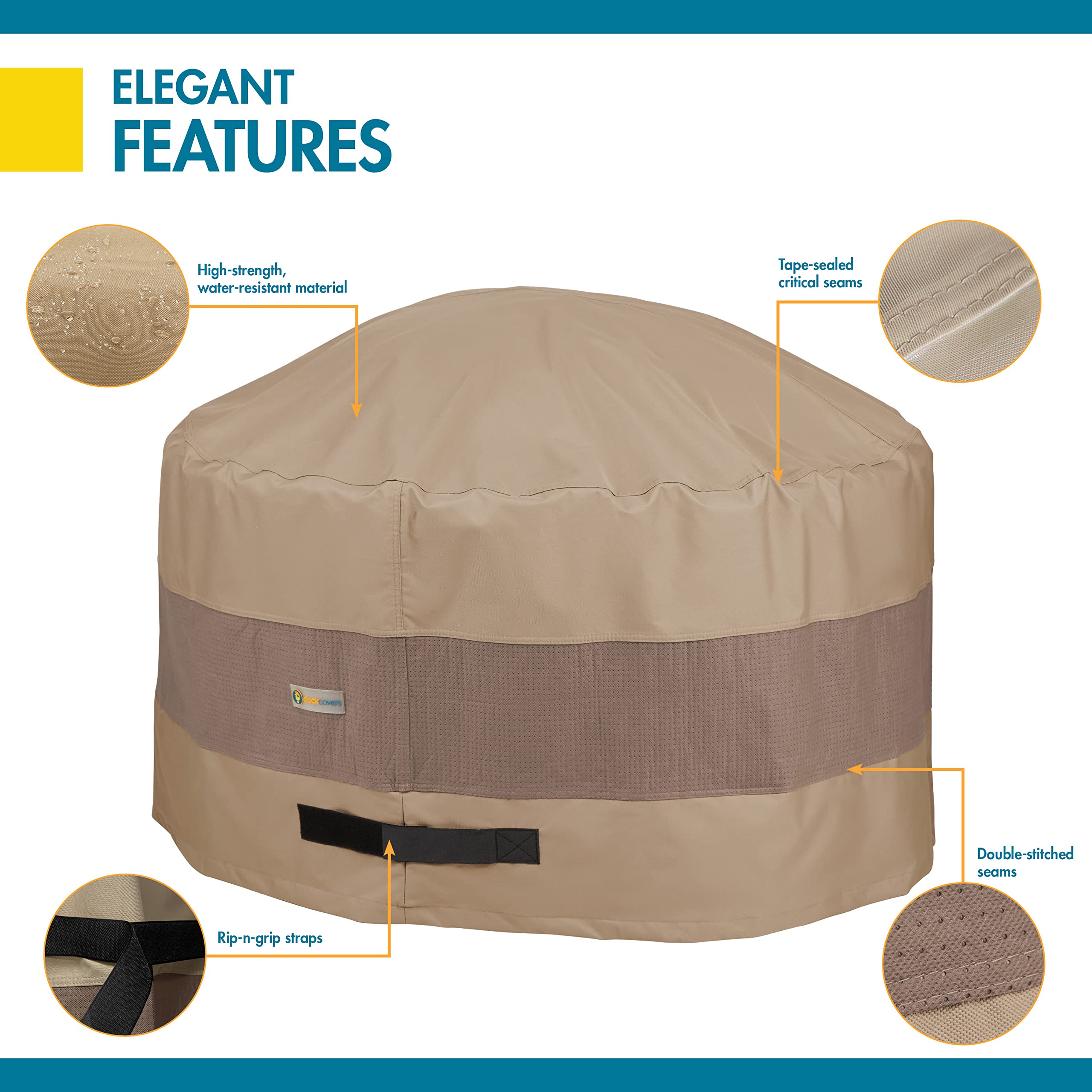 Duck Covers covered fire pit in patio setting preserving appearance