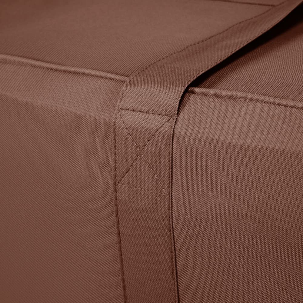 Duck Covers mocha cappuccino fabric texture showing UV resistance and stain protection
