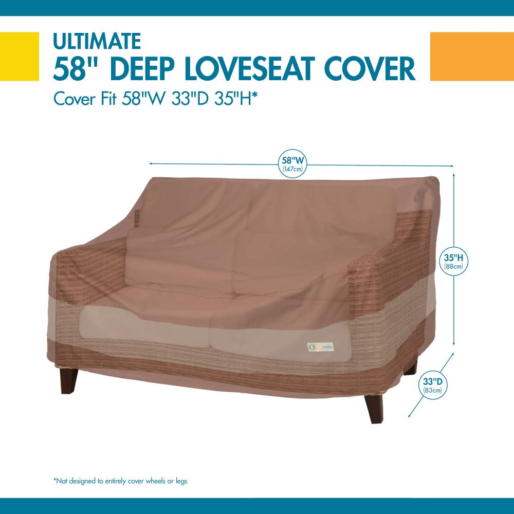 Duck Covers mocha cappuccino cover in patio setting enhancing outdoor style