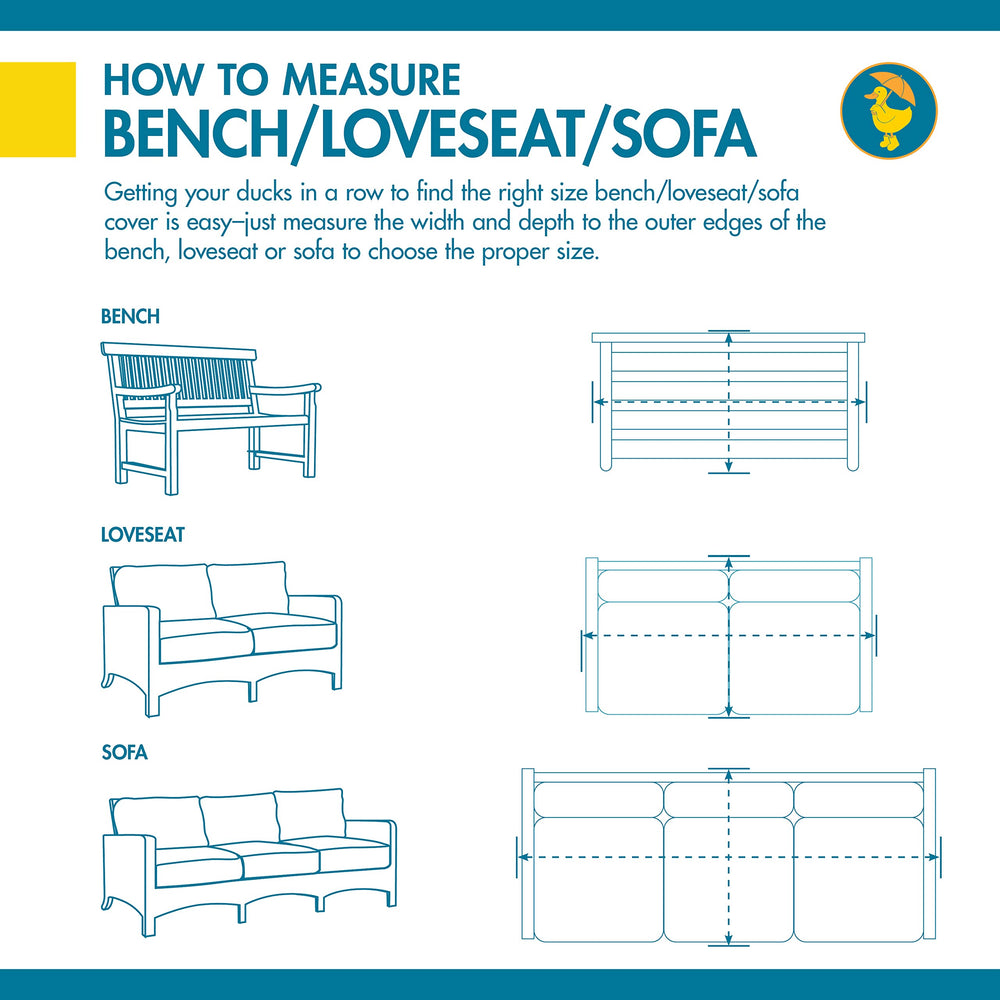 Duck Covers flat layout with dimensions illustrating fit for 79 inch sofas