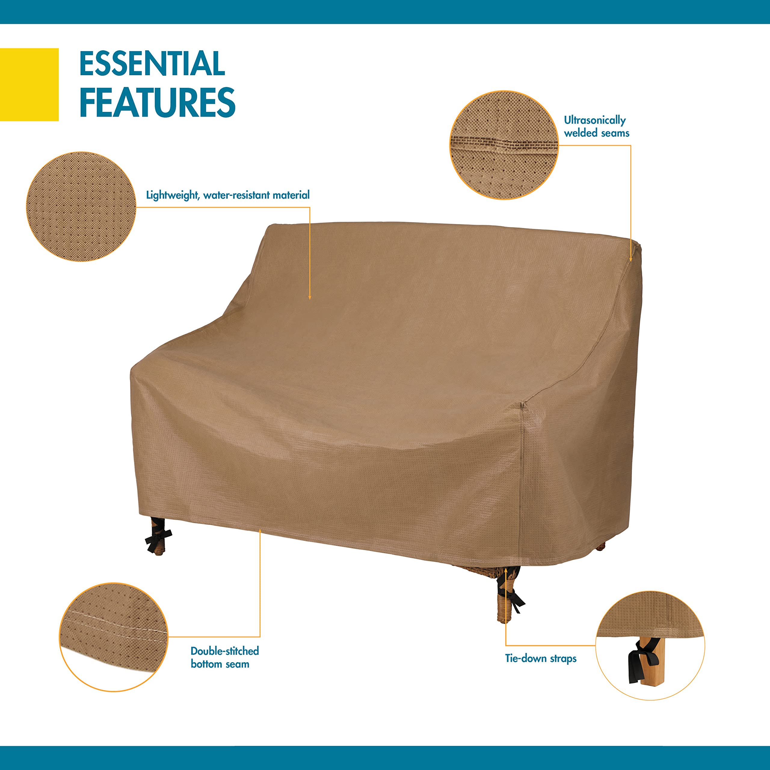 Duck Covers next to a loveseat to show fit and size compatibility