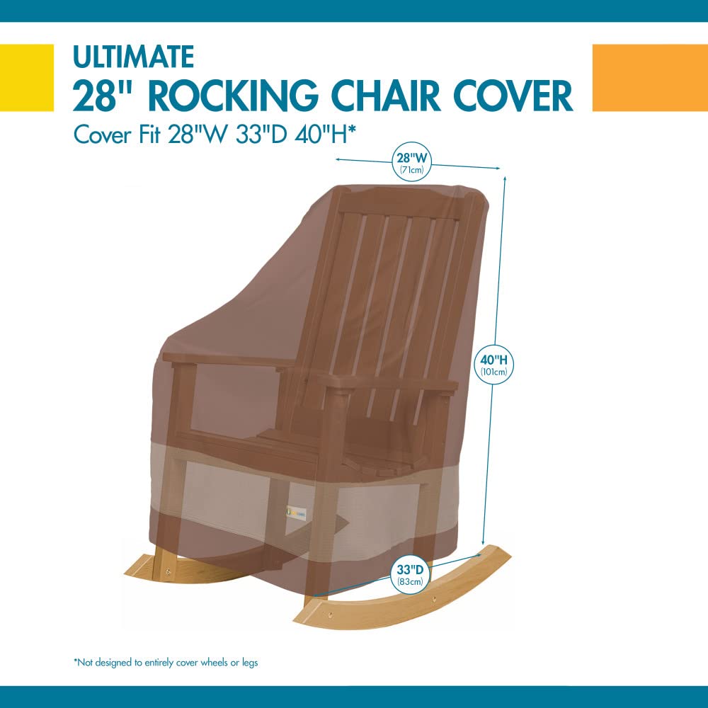 Duck Covers beside ruler showing fit for 28-inch rocking chair