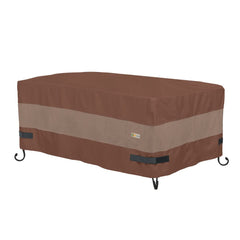 DUCKCOVERS front view on rectangular fire pit showing full waterproof protection
