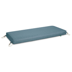 Duck Covers bench cushion front view showing Blue Shadow color and neat finish for stylish seating