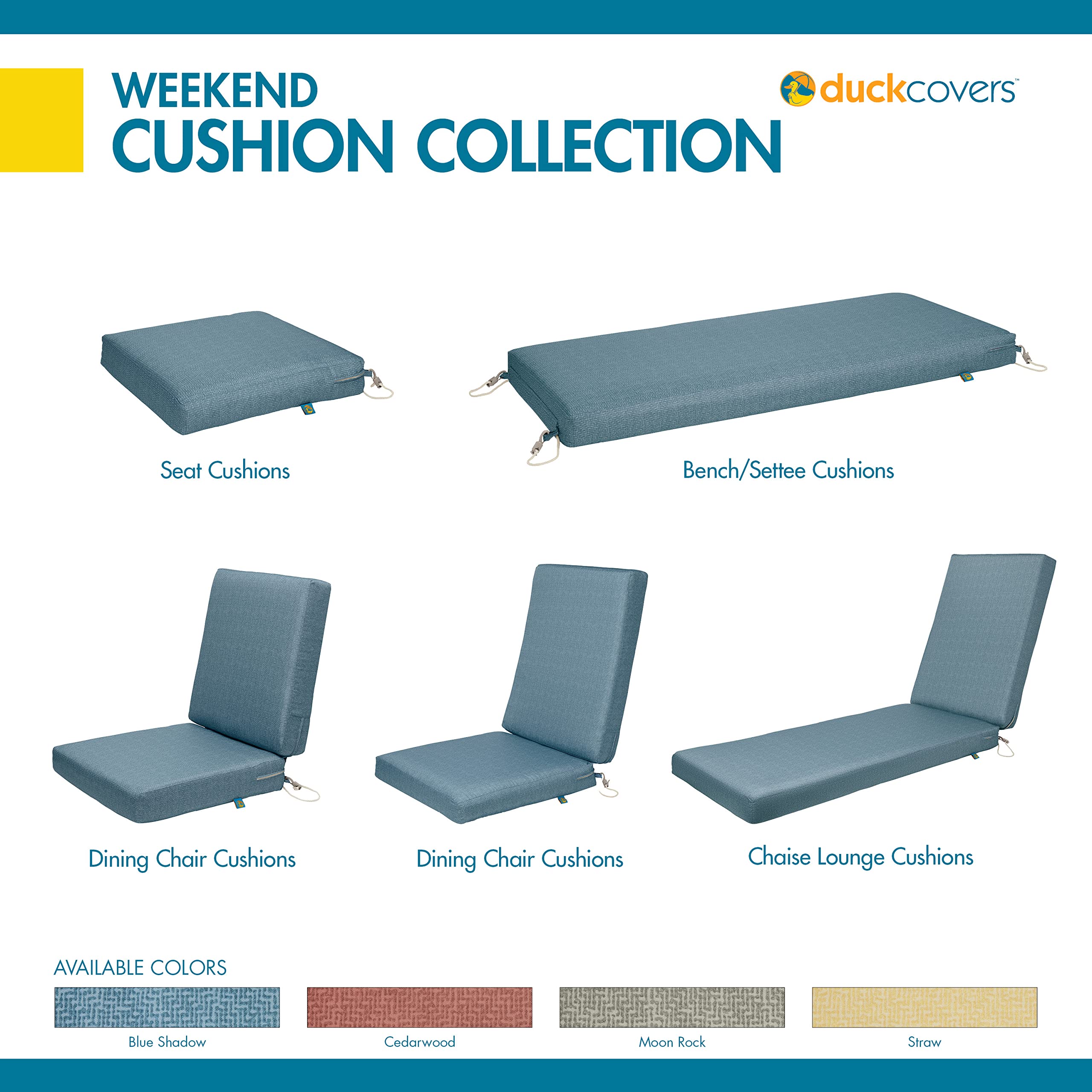 Duck Covers cushion with matching umbrella and hammock showing coordinated outdoor styling
