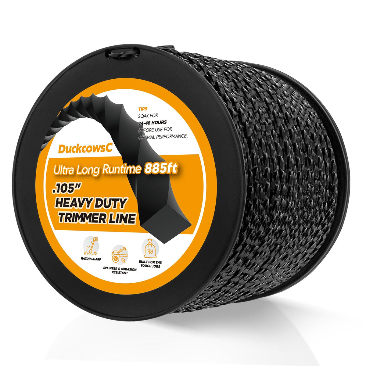 DuckcowsC spool front view showing compact 885ft capacity and durable design benefit