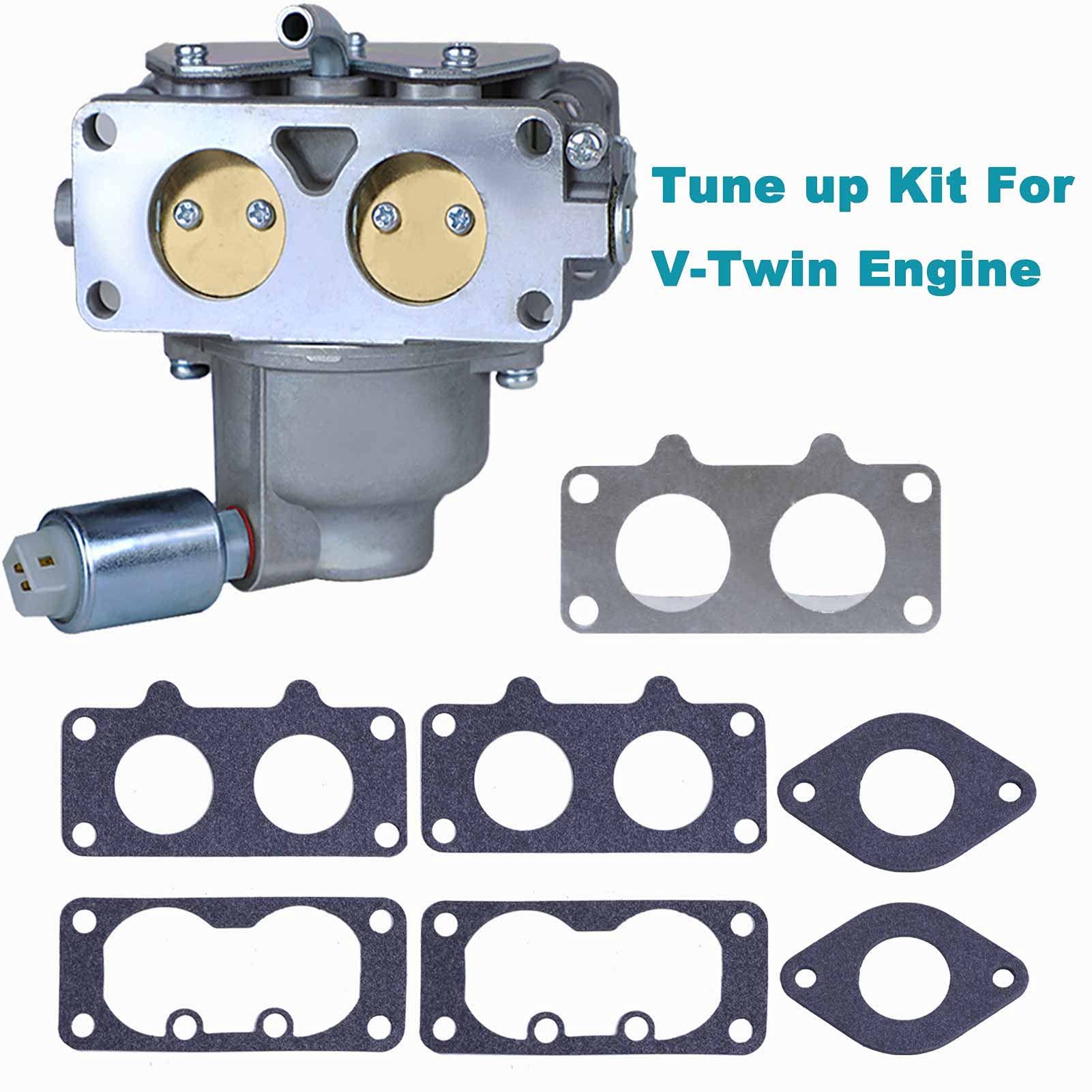 DUCTAIL carburetor kit flat lay with filter, pump, plugs and clamps for complete tune-up
