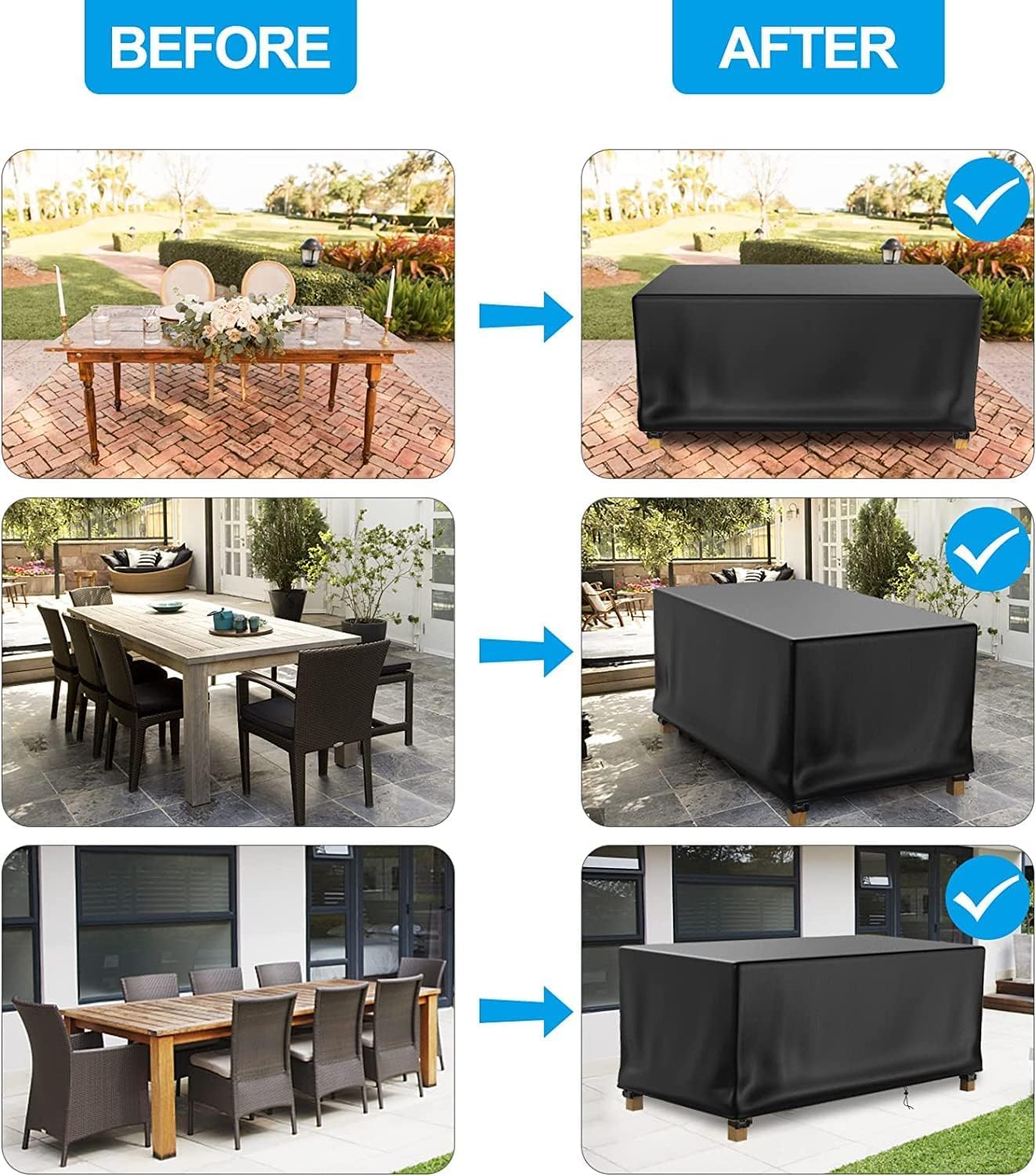 DUDSOEHO covered dining set on patio keeping furniture clean and dry