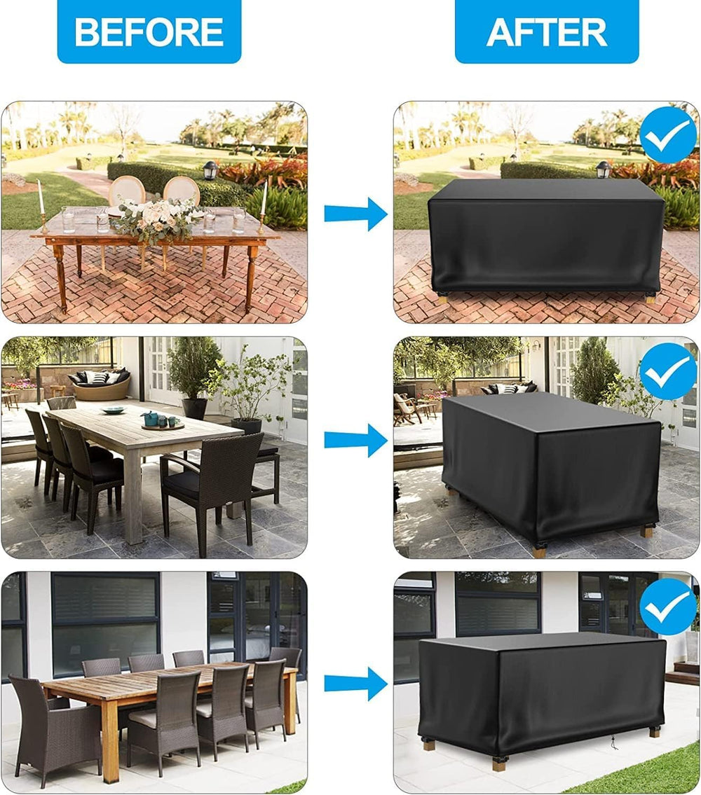 DUDSOEHO covered dining set on patio keeping furniture clean and dry