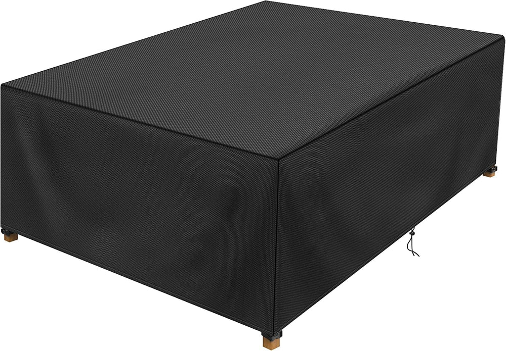 DUDSOEHO front view showing full rectangular cover protecting patio table