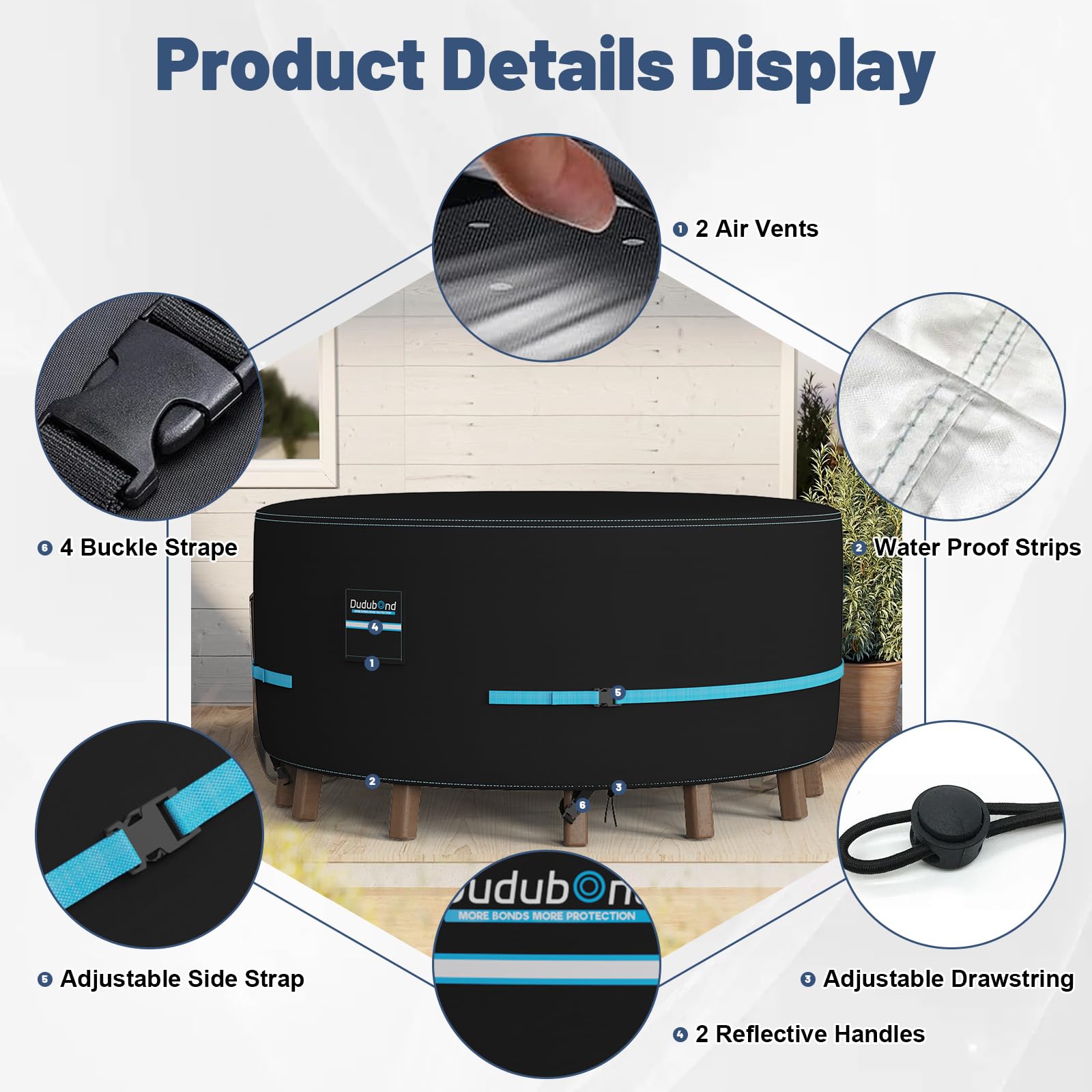 Dudubond adjustable leg strap and quick-release buckle for security