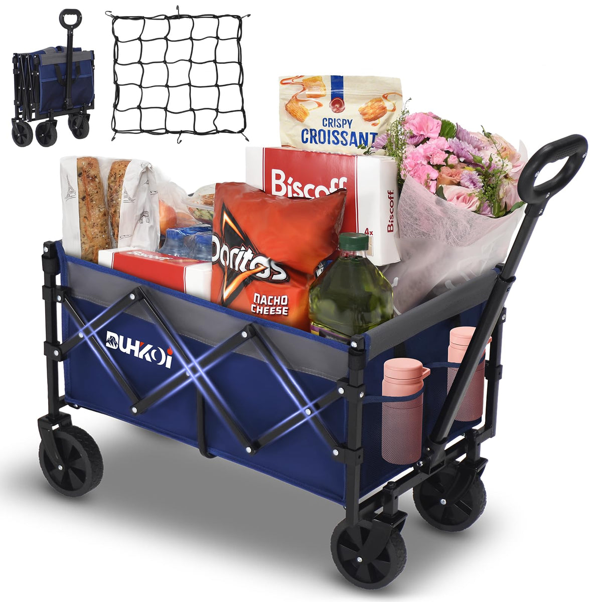 DUHKOI folded compact wagon showing space-saving storage benefit