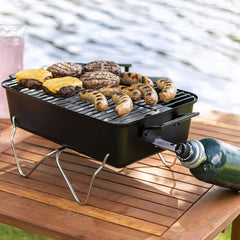 Duke Grills Omaha folded flat for storage and travel with space-saving benefit