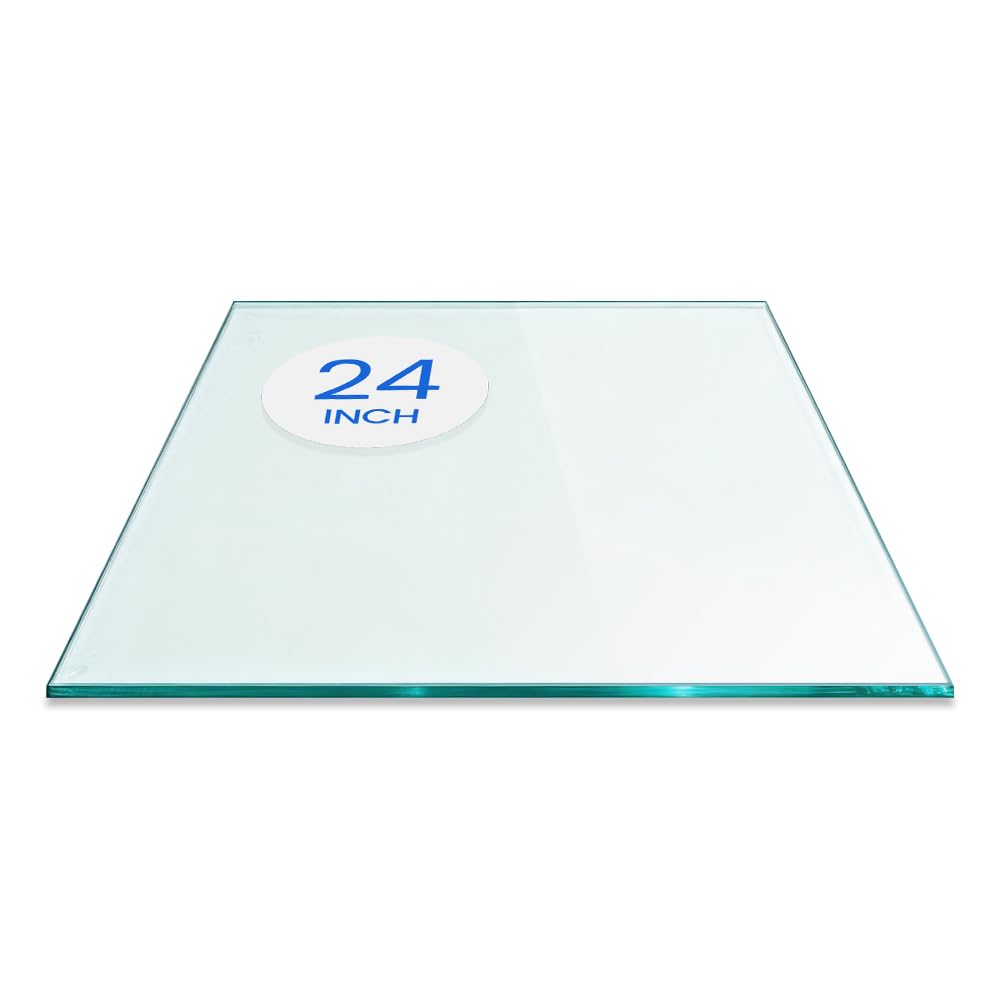 Dulles Glass front view of 24" square top highlights clarity and protection