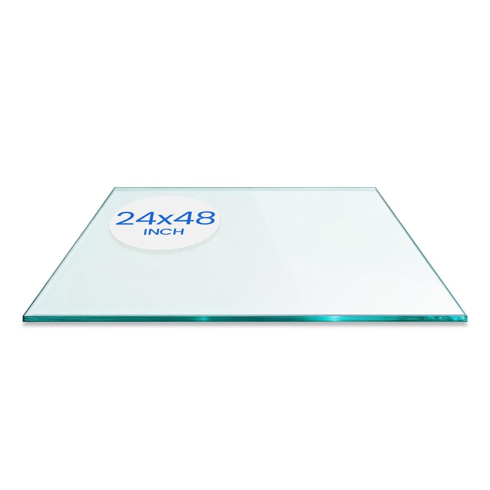 Dulles Glass front view of 24x48 clear tempered top showing clean finish and quality