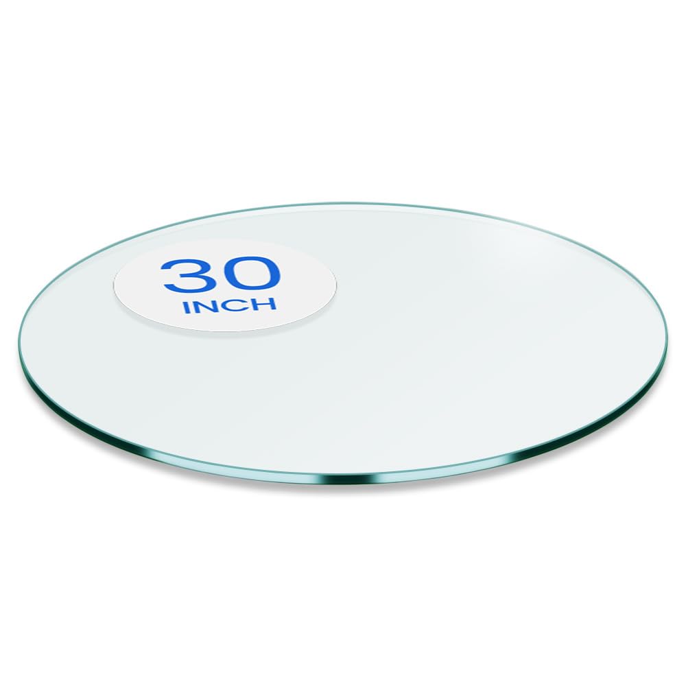 Dulles Glass front view showing clear round top and clean finish for easy table refresh