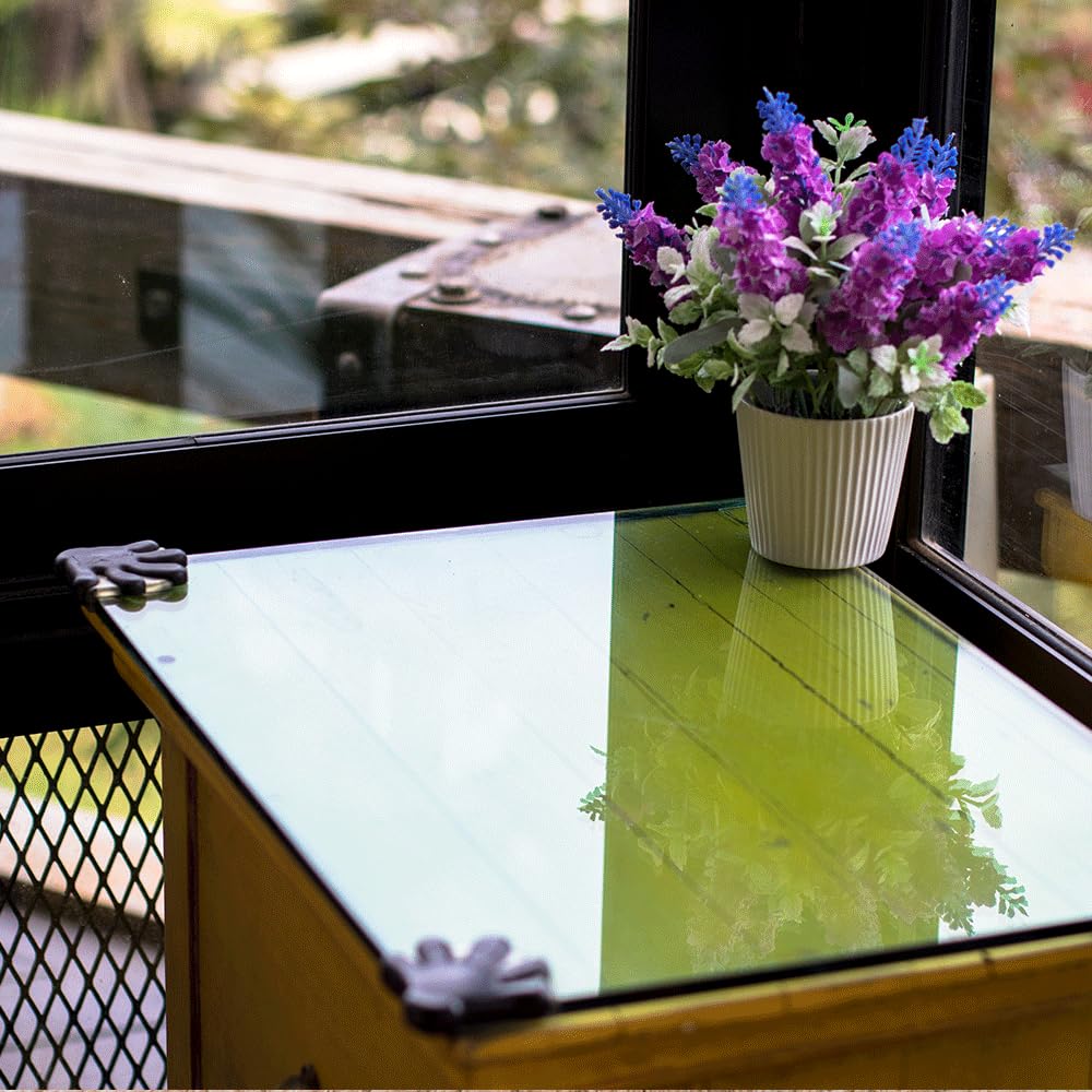 Dulles Glass placed on wood table showing protection and clarity benefit