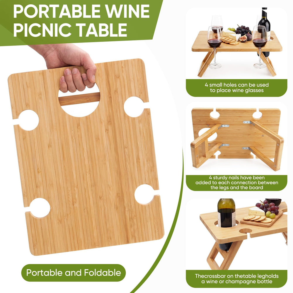 Dumbpec in use at a beach picnic holding wine and snacks for convenient access