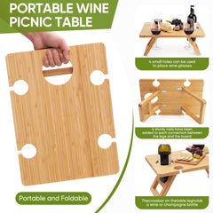 Dumbpec in use at a beach picnic holding wine and snacks for convenient access