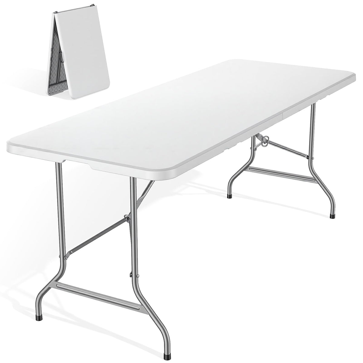 DUMOS front view of full 6 ft table showing benefits of large portable surface