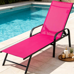 DUMOS chaise lounge front view showing modern outdoor design and comfort