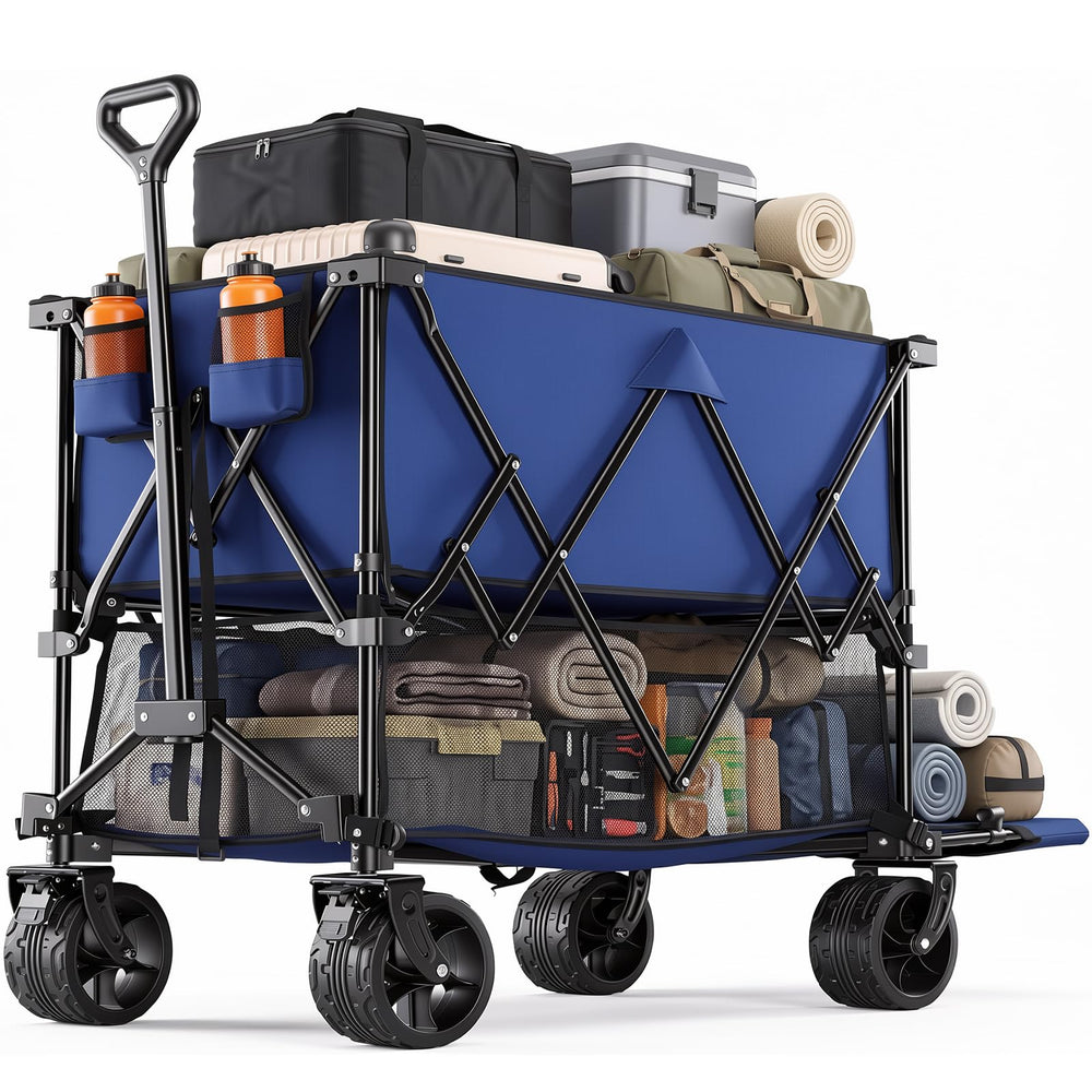 DUMOS front view of wagon showing large capacity and foldable convenience