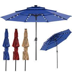DUMOS front view navy canopy showing full 10ft coverage and shade