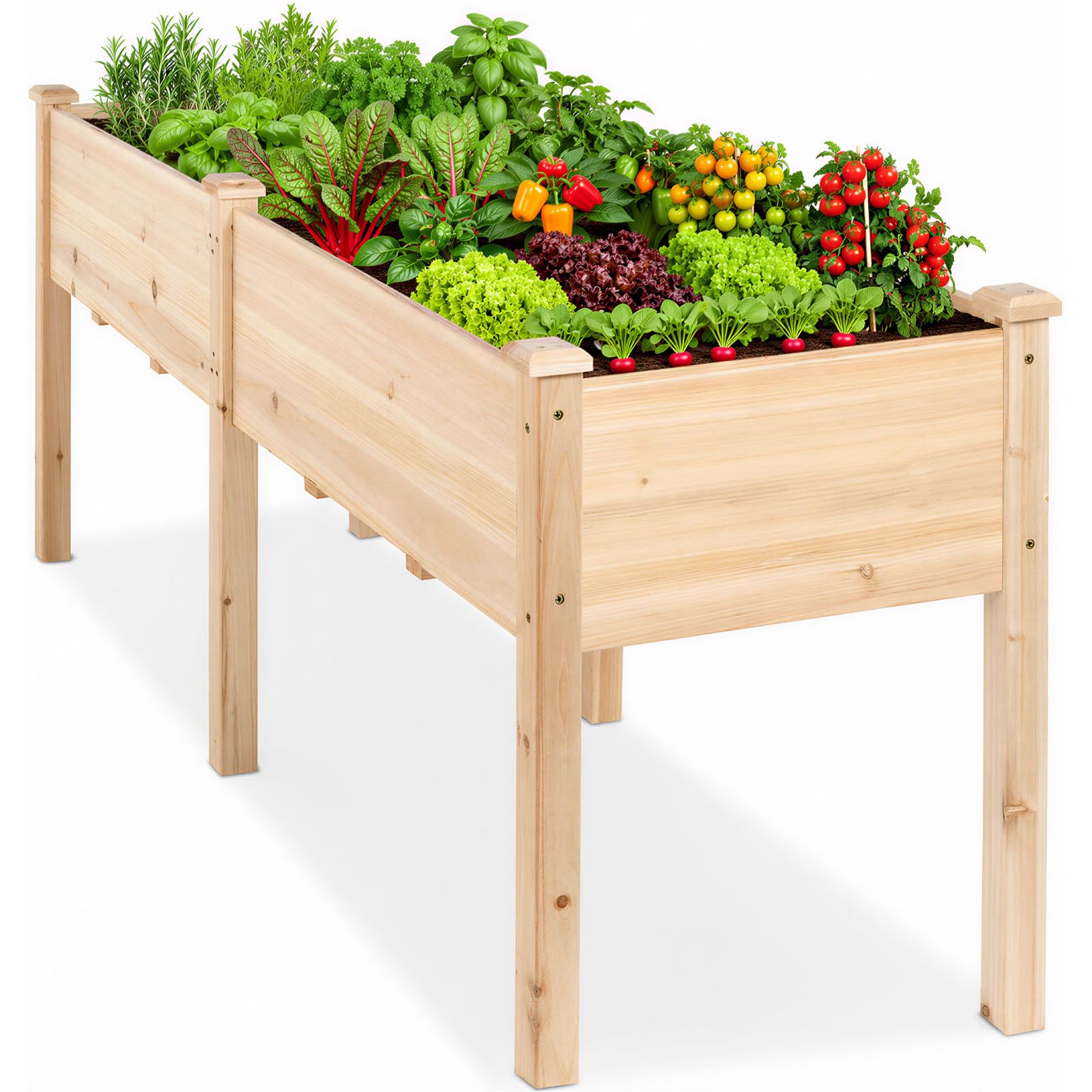 DUMOS front view of raised garden bed showing generous planting space and stability