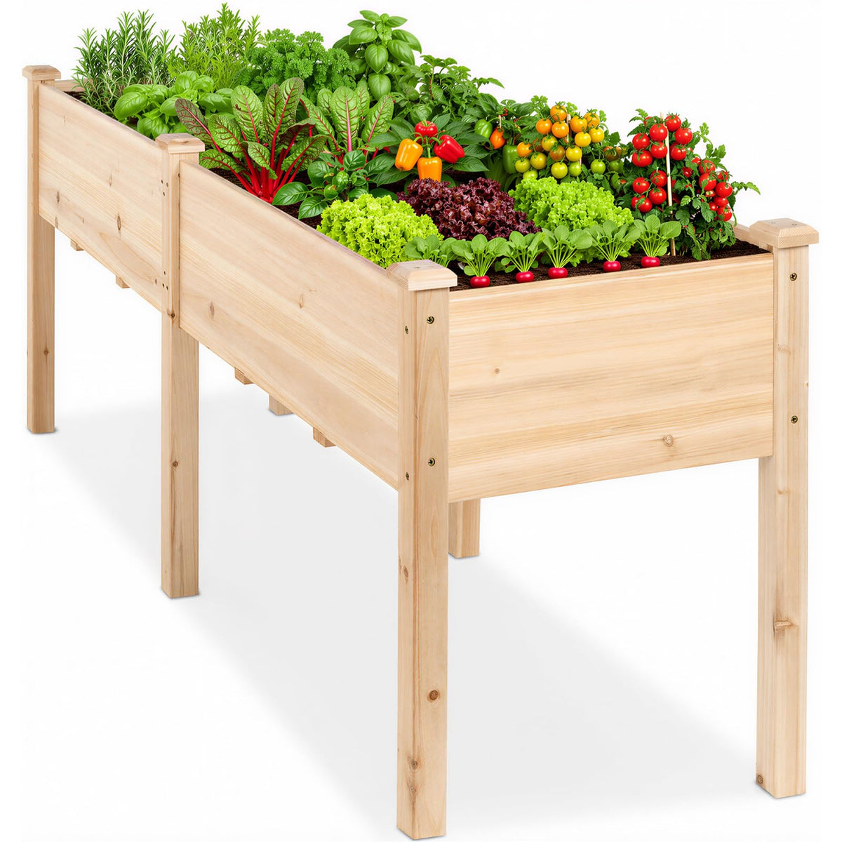 DUMOS front view of raised garden bed showing generous planting space and stability