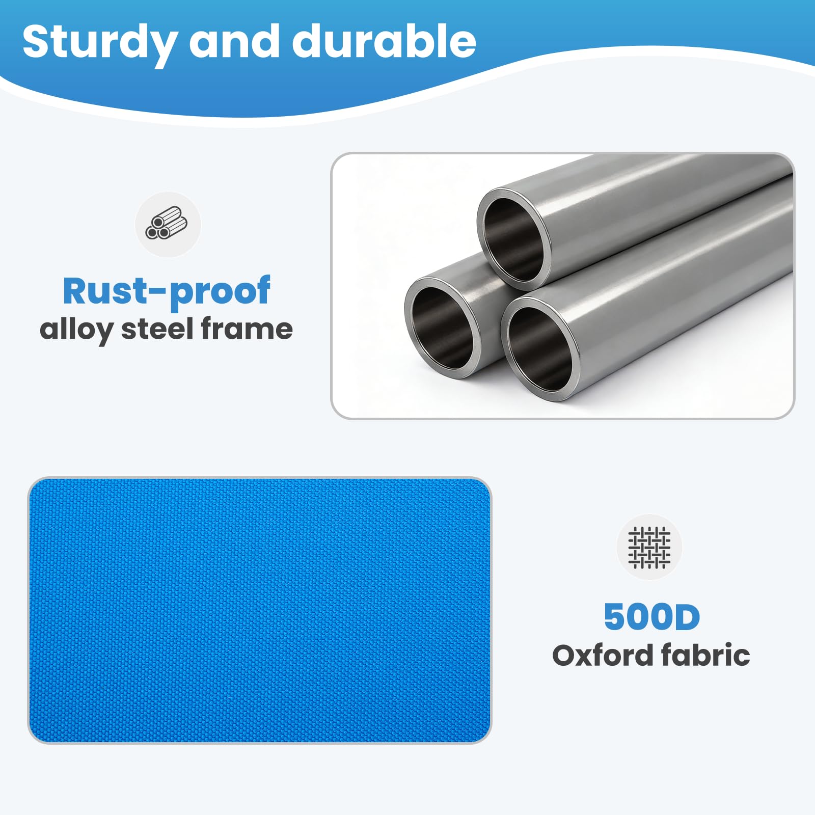 DUMOS rust-resistant alloy frame and leg lock for secure stability