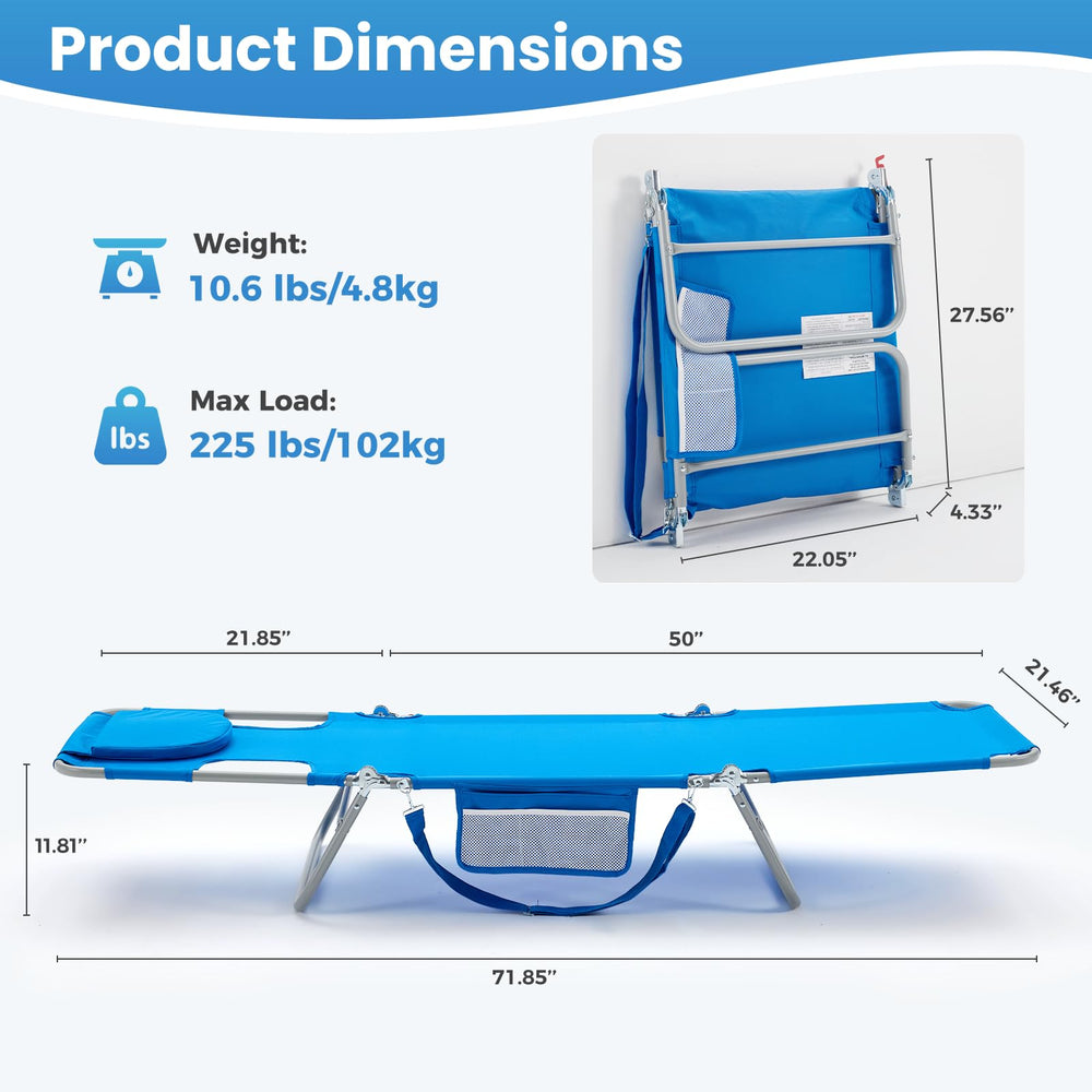 DUMOS size comparison beside towel illustrating compact folded scale