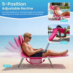 DUMOS lounge displayed at different recline angles for custom comfort