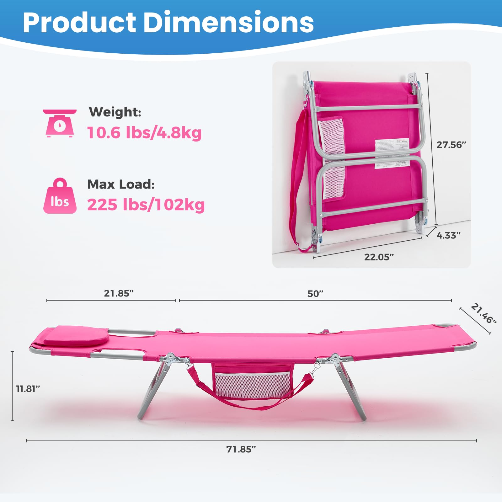 DUMOS lounge beside standard chair showing compact folded size