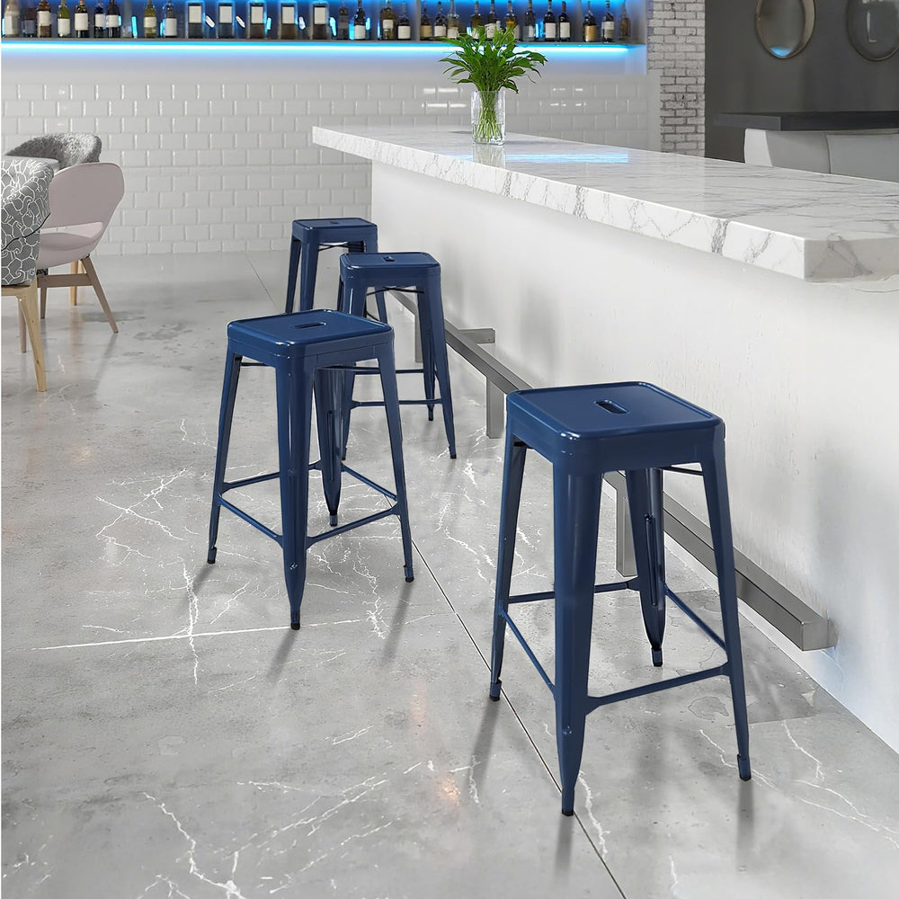 DUMOS stools on patio set showing weather resistance for outdoor entertaining