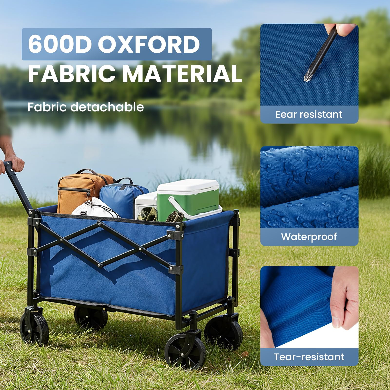 DUMOS wagon folded compact with carry handle for easy storage and transport