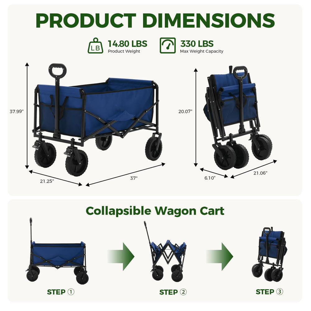 DUMOS wagon wheel close-up illustrating 360° swivel and brake safety benefit