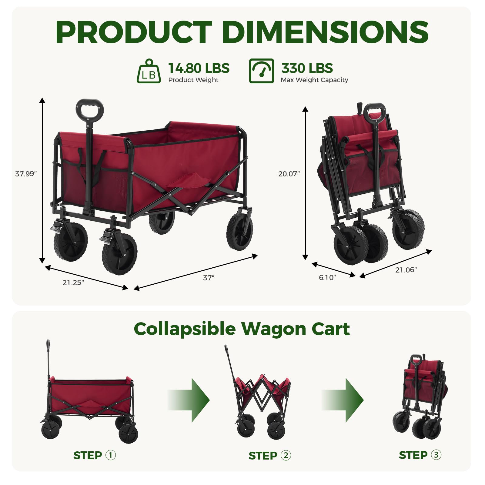DUMOS detachable 360-degree wheels and brake pads for smooth, secure maneuvering