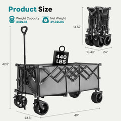 DUMOS close-up of air-filled all-terrain wheel for smooth traction