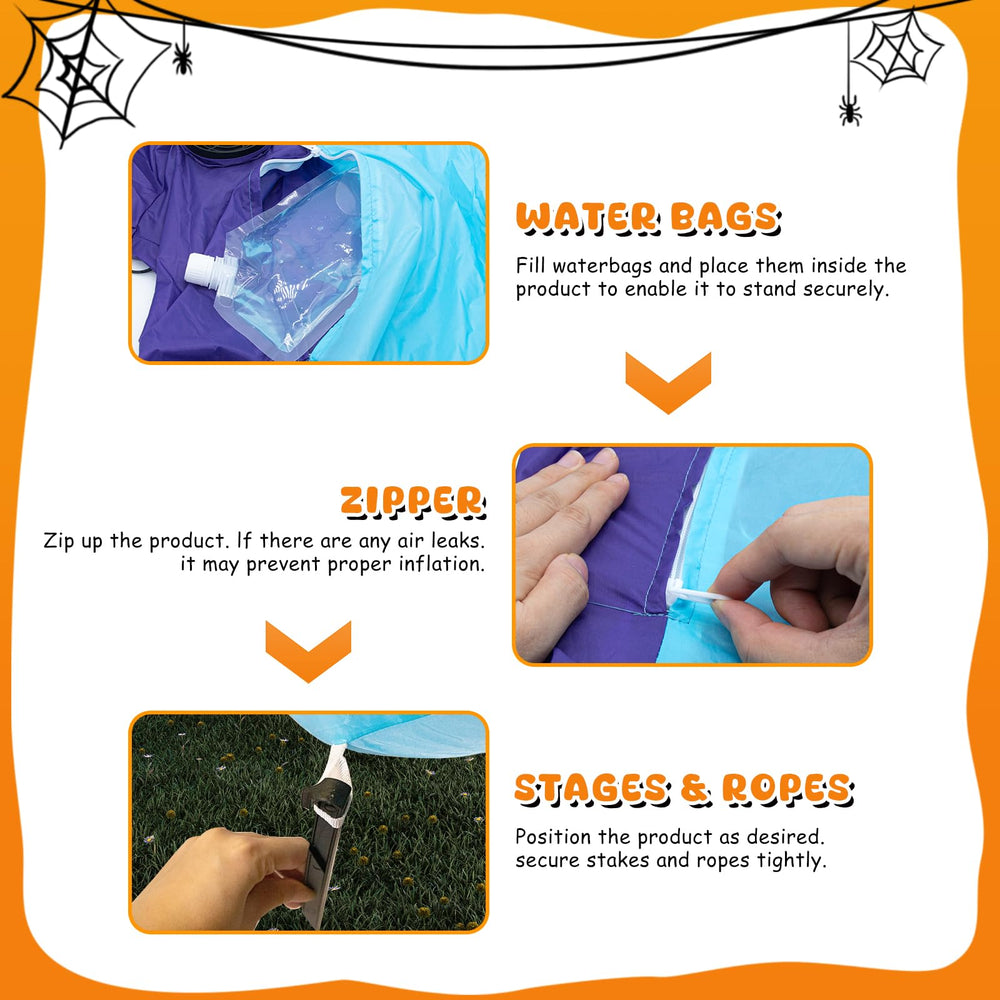 dunfack water bag base installed to stabilize inflatable in light wind