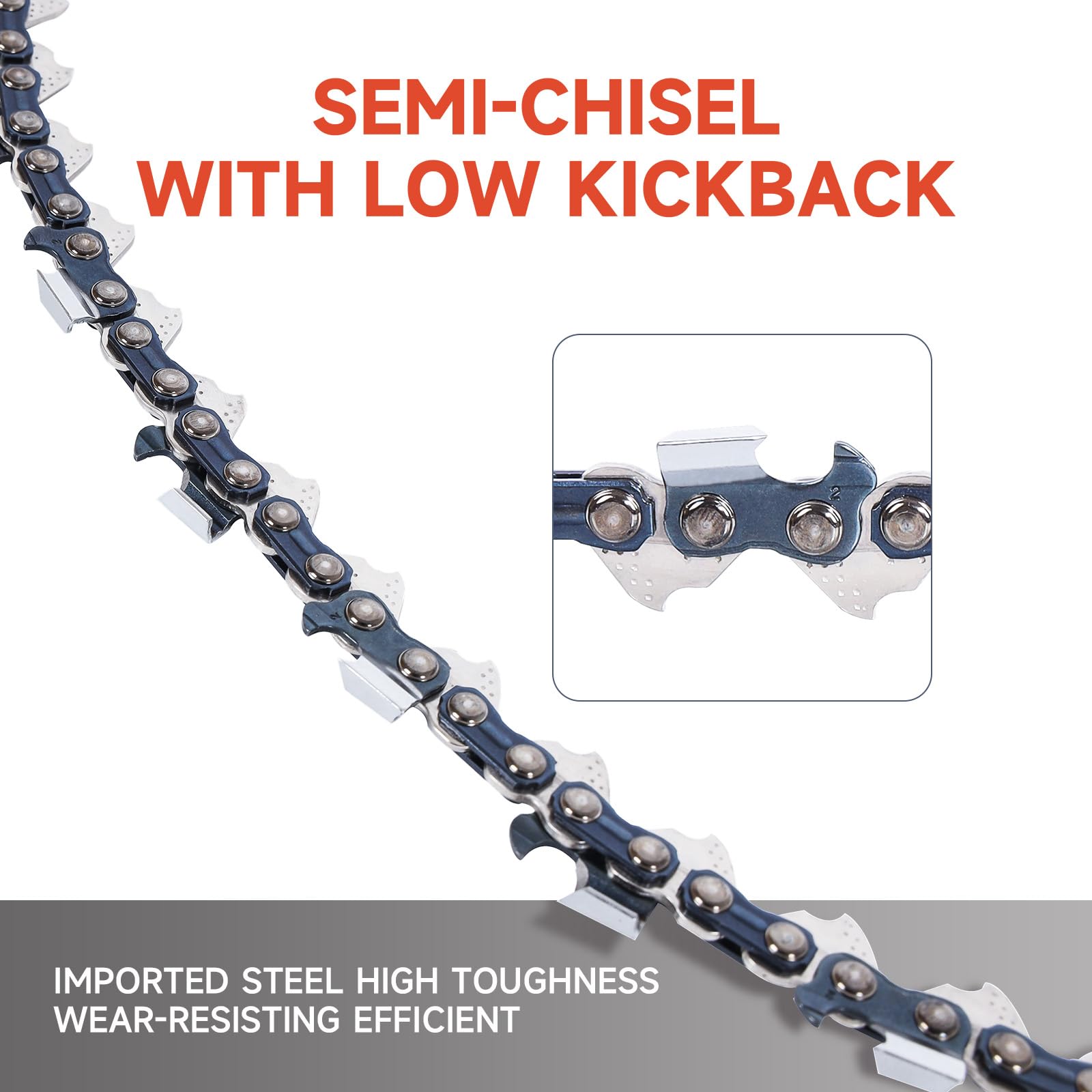 Dunhil chains held in hand to show scale and easy handling for quick replacement
