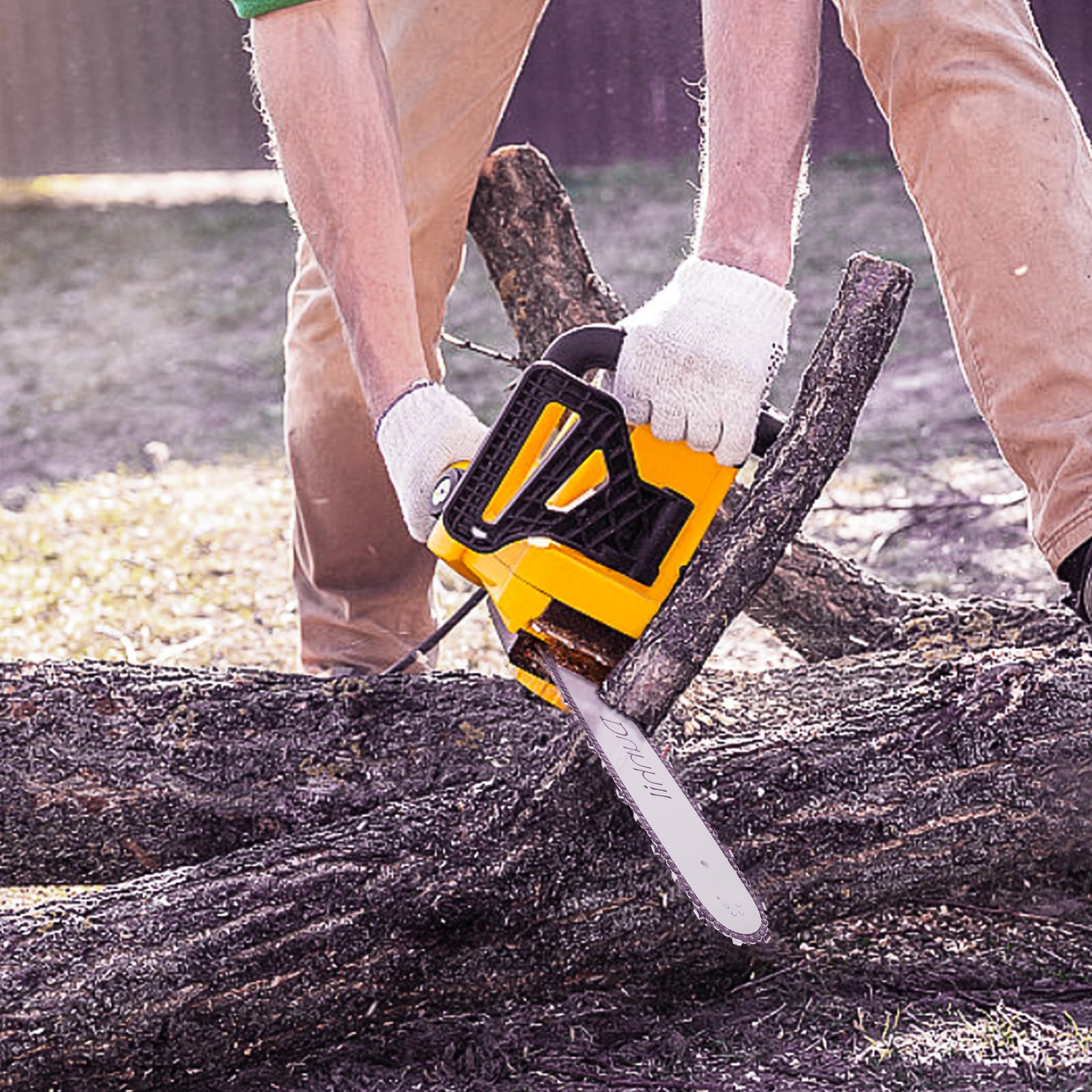Dunhil chain in use cutting firewood outdoors highlighting reliable performance