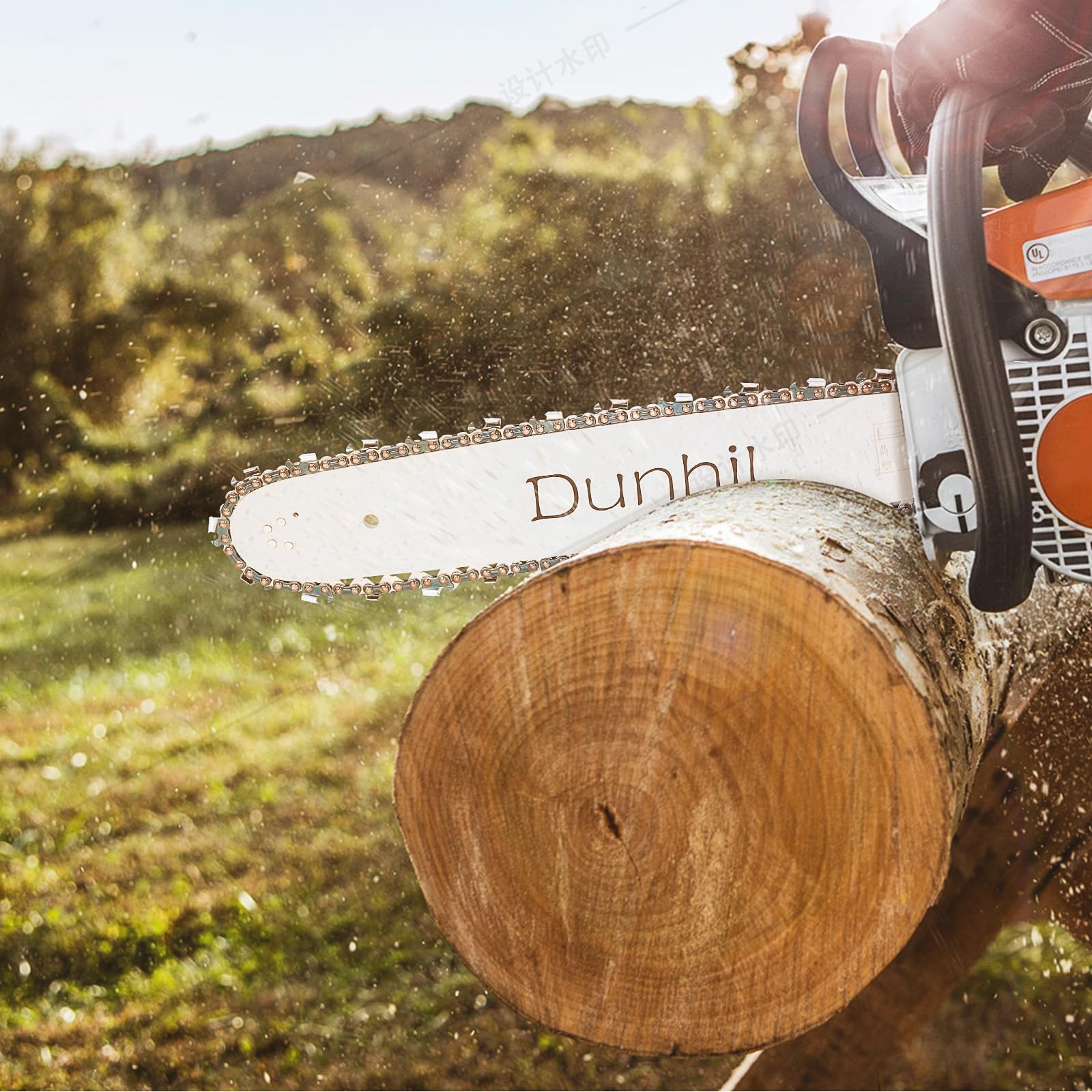 Dunhil 20-inch guide bar beside ruler showing accurate size for correct saw compatibility