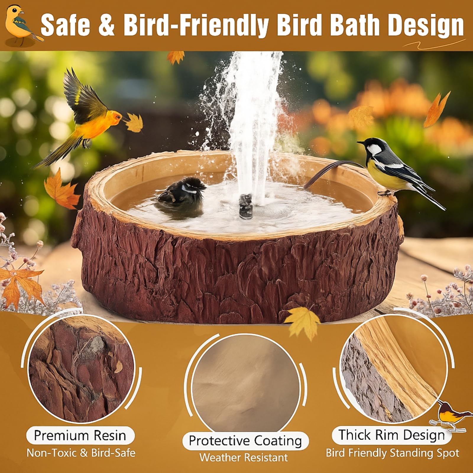 Dunkive bowl with flowing water demonstrating fountain action and freshness
