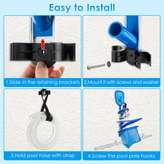 Dunkive metal hooks and strap detail holding vacuum hose neatly
