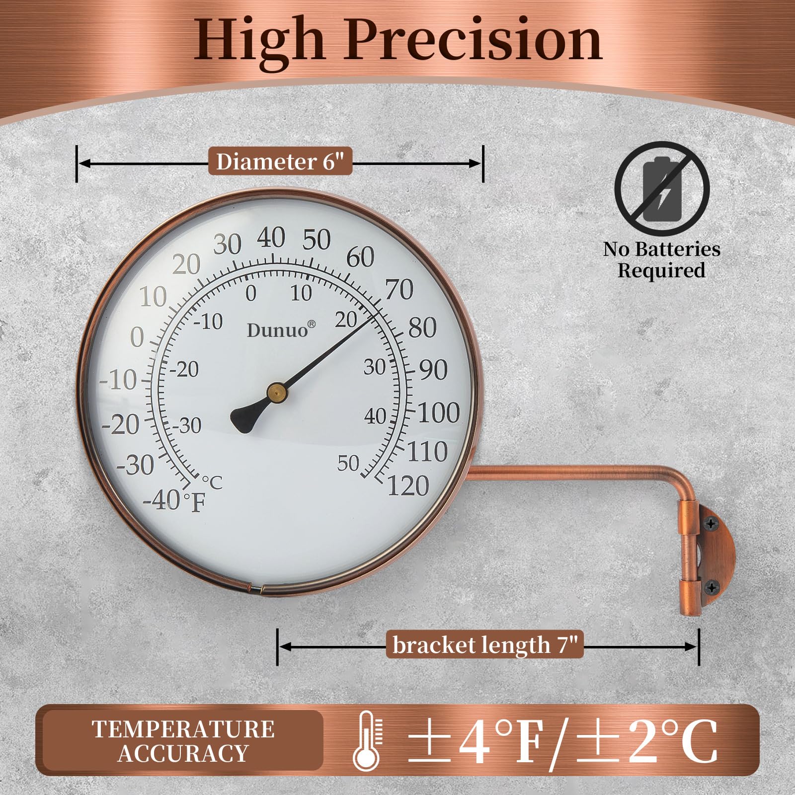 DUNUO thermometer swivel mount side detail demonstrating flexible placement benefit