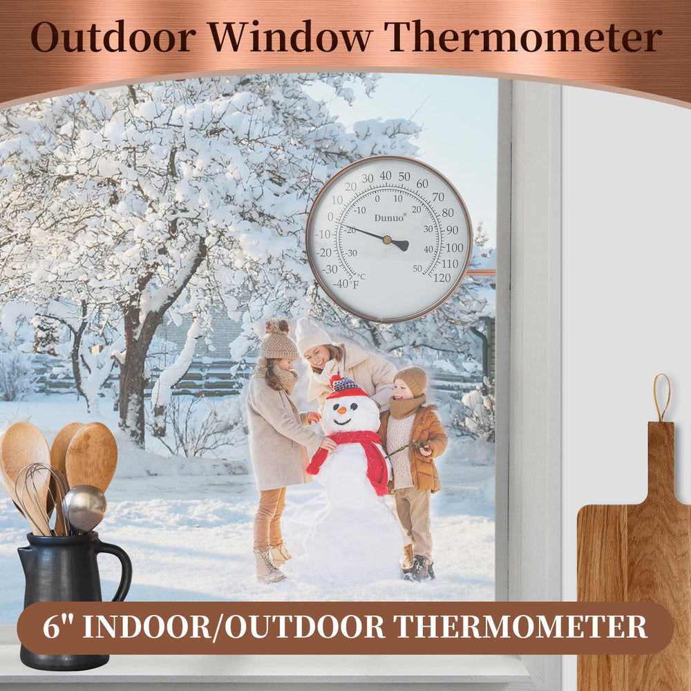 DUNUO window-mounted thermometer demonstrating quick, no-tool installation benefit